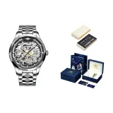 Стальной браслет, глубокий черный + коробка + кожаный ремешок