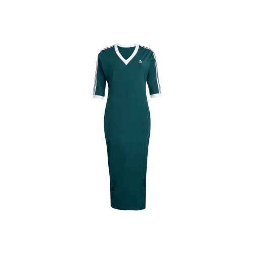 Adidas Originals ADICOLOR CLASSICS 3 STRIPESМакси Платье Длинное Платье с Длинными Рукавами Женское