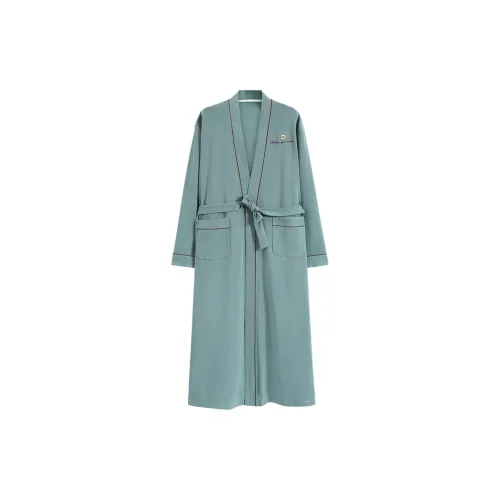 Ordifen Зеленый Сердце Письмо Вышивка Мужские Халаты для ванной