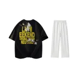 Комплект одежды (Черная и Желтая футболка с логотипом + Белые и Серые повседневные штаны Фотиния)