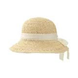 Шикарная шляпа с кромкой из крючеха, цвет экрю, модель 66200215803