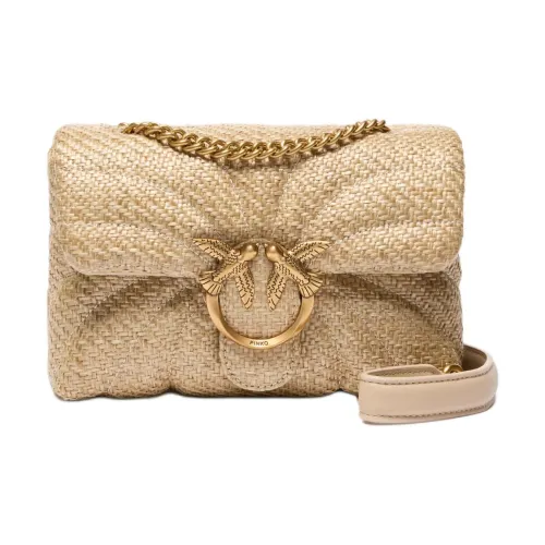 PINKO Love Bag Puff Полипропиленовые Сумки через плечо Сумка на плечо Мини Женская Бежевая