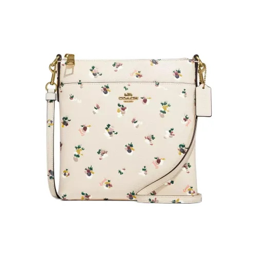 COACH Кожа Курьерская Сумка Одно Плечо Ручная Сумка через плечо Маленькая Женская Бежево-Желтая