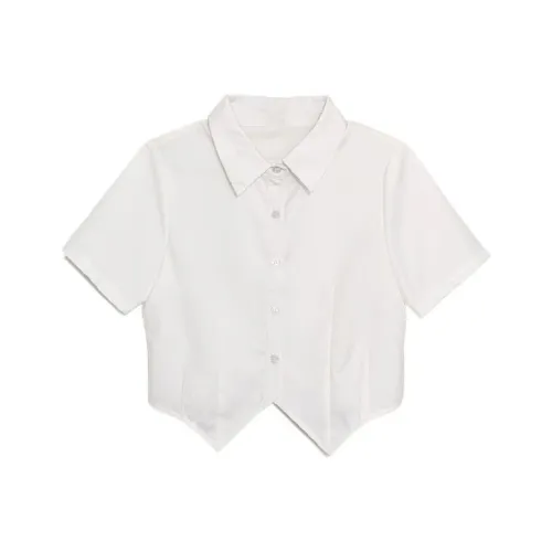 LAKESI Короткий рукав Белая рубашка + Черный полосатый галстук Женские рубашки