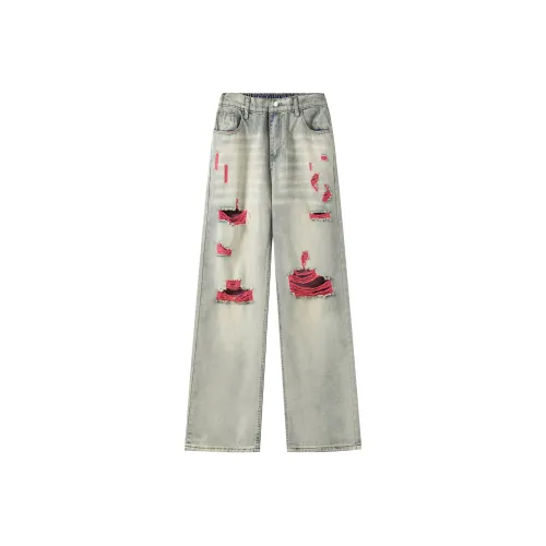 BLACK AT Желтый Грязь Синий Унисекс Джинсы