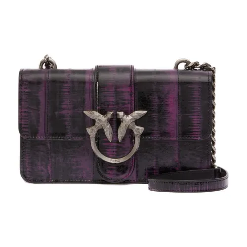 PINKO Love Bag Missina Кожа Сумка через плечо Мини Женская Фиолетовая Черная