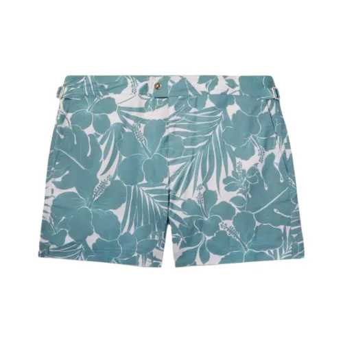TOM FORD Blue Men's Beach Shorts TOM FORD Синие Мужские Пляжные Шорты