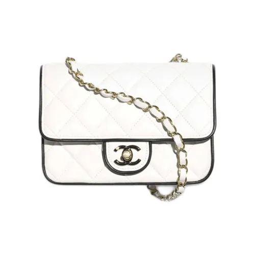 CHANEL Овчина Сумка через плечо Мини Женская Белая Черная