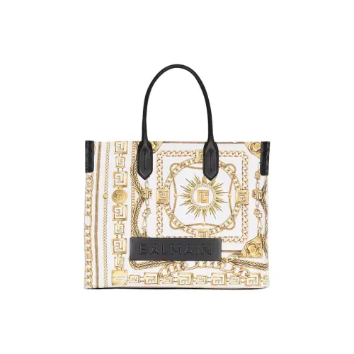 BALMAIN B Army Canvas Bag Medium Women's White Gold BALMAIN B Army Холст Сумка Средняя Женская Белый Золото