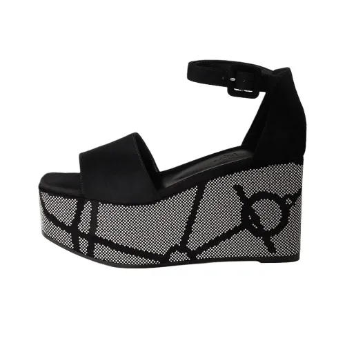 HERMES Luminous 35 One Ремешок Сандалии 9,5 см Женские Черные