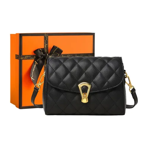 OUBOTE Корова Кожа Маленькая Квадратная Сумка Сумка через плечо Женская Черная