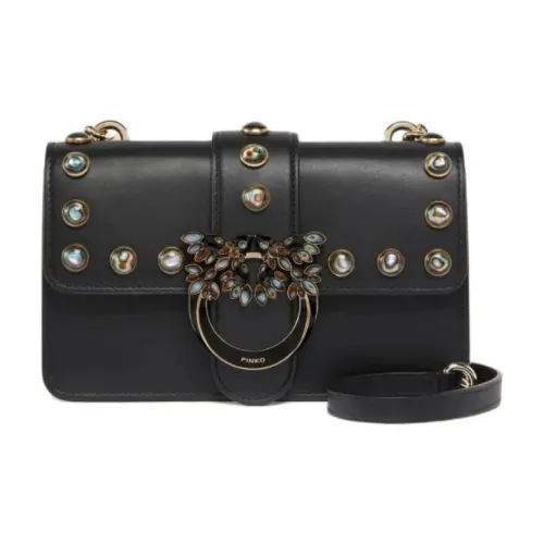 PINKO Love Bag Телячья кожа Сумка через плечо Мини Женская Черная