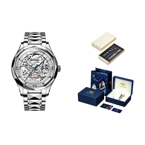 Oupinke Trendy Limitless Collection Механический механизм ремешок из нержавеющей стали мужские часы белый циферблат