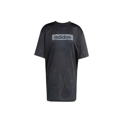 Adidas Originals Короткий рукав Платье Женское Черное