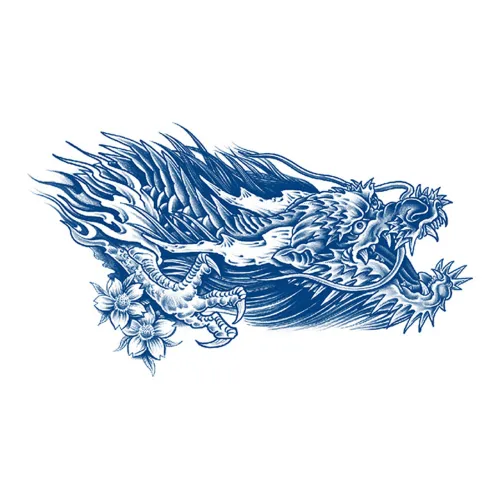 LIEJI Frenzied Дракон Цветочный дизайн Dance Травяной Tattoo Стикер