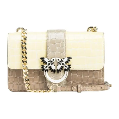 PINKO Galleria Телячья кожа Сумка через плечо Мини Женская Желтая и Коричневая