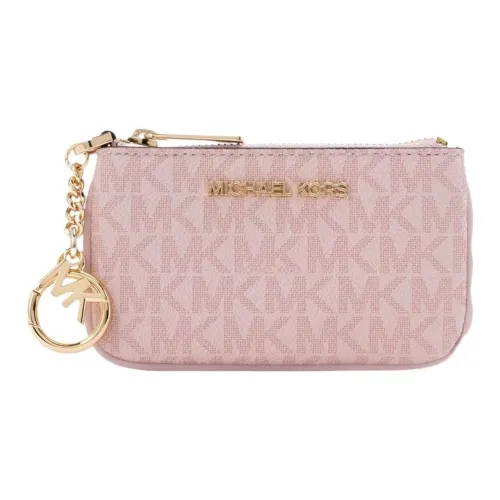 MICHAEL KORS Jet Set Travel Покрытый холст Кошелек для монет держатель для карт Маленький Женский Темно-розовый Румяна