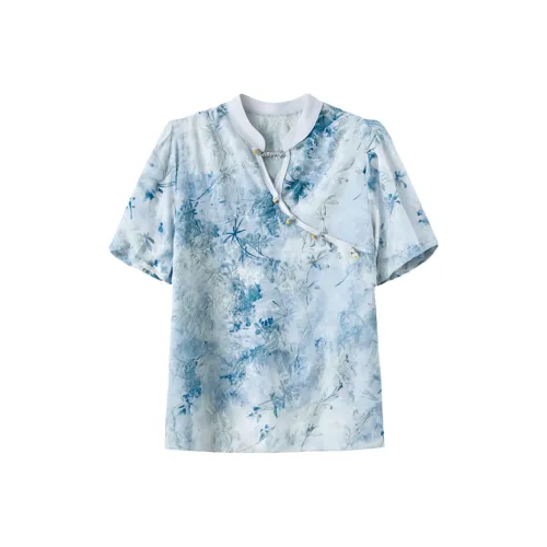 LUYOUYE Синие Женские Рубашки