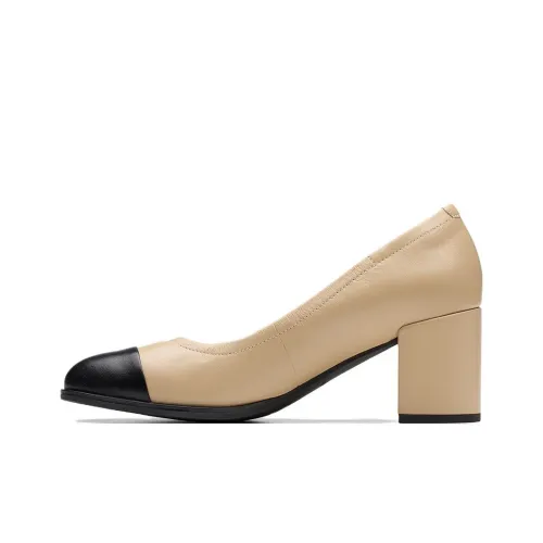 Clarks Frewa Series Грубый каблук Высокие каблуки 5,5 см Женские Кремово-белый