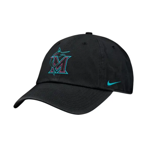 Nike x Miami Marlins Городской Connect Клуб Органический хлопок Кепки Мужской Черный
