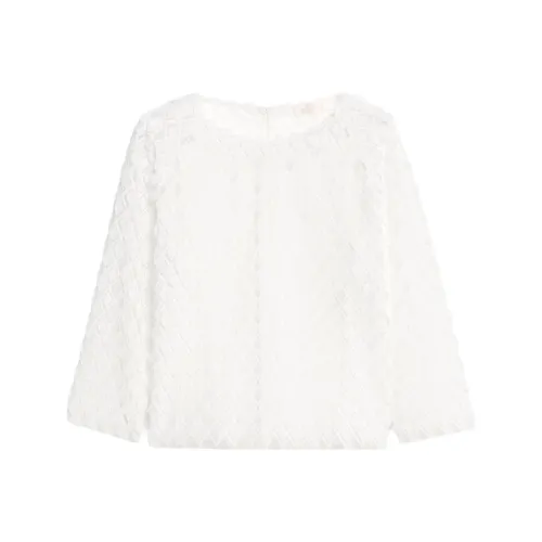 MaxMara Trento Коллекция Вышитая Бежевая Рубашка из Туля для Женщин