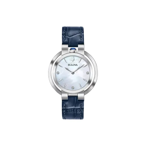 BULOVA Наручные часы Кварцевый механизм Кожаный ремешок 35 мм Жемчужная раковина Циферблат Цвет Женские часы