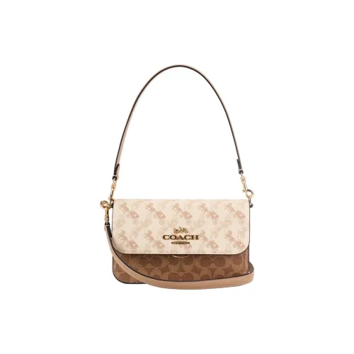 COACH Brynn Искусственная кожа Сумка через плечо Сумка на плечо Средняя Женская Белый Мел и Смешанный цвет