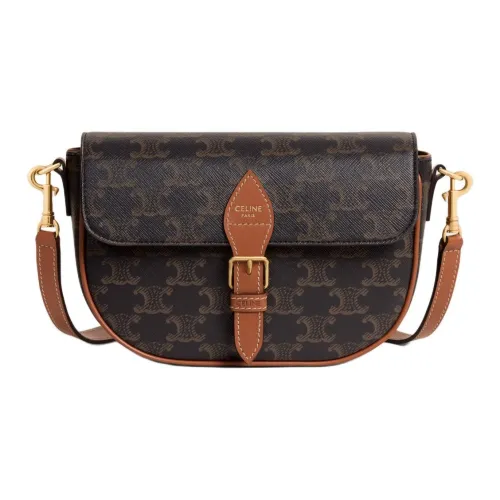 Celine Folco Коровья кожа Обметка Сумка на плечо Женская Рыжевато-коричневый