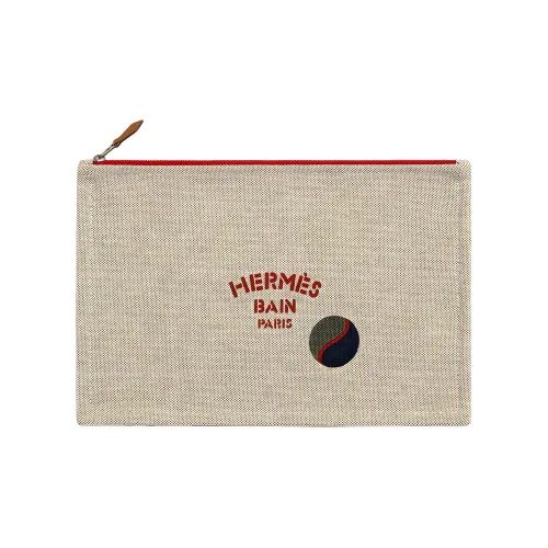HERMES Хлопок Путешествие Сумка для хранения Женская Экрю