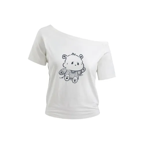 Белый медведь рукав с спущенным плечом футболка женская