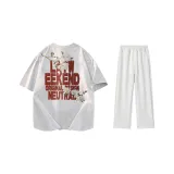 Комплект одежды (Белая, Серая, Красная футболка с логотипом + Белые, Серые, Фотиния, Повседневные штаны)