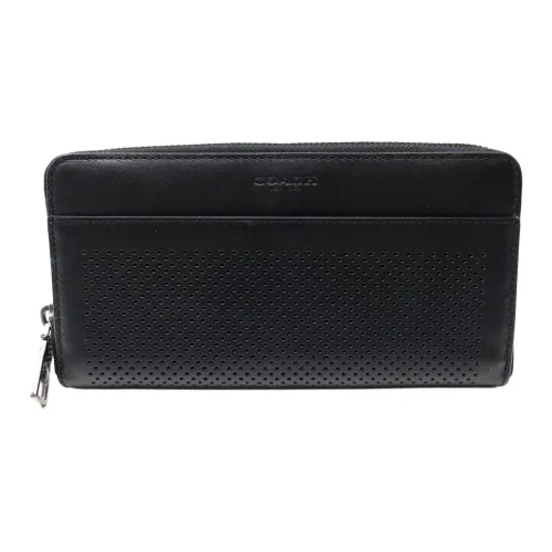 COACH Accordion Zip Коровья кожа Кошелек Мужской Черный