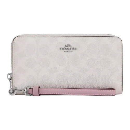 COACH Покрытый холст Кошелек Маленький Женский Серый Белый Розовый