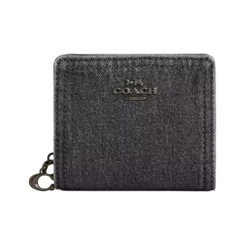 COACH Snap Wallet Denim Wallet Mini Women's Washed Gray