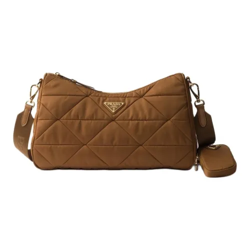 PRADA RE Нейлон Сумка через плечо Сумка на плечо Большая Женская Коричневая