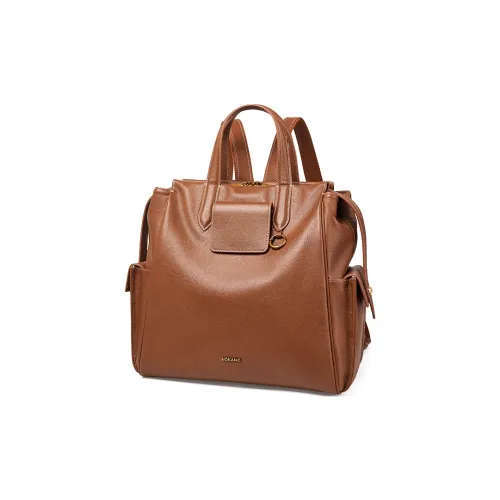 AOKANG Рюкзак из коровьей кожи большой женский цвет сандаловый коричневый дымчатый черный