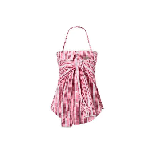 EPTISON WOMAN Красно-белый Клетчатый Женские Майки
