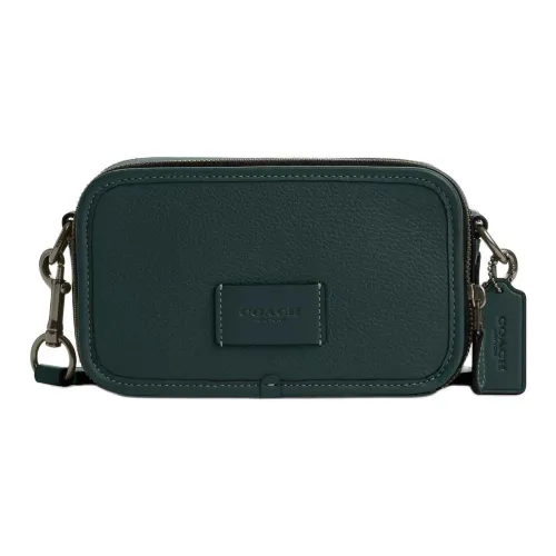 COACH Wyatt Зернистая кожа личи кожа сумка Camera сумка через плечо маленькая мужская Deep циановый и черный