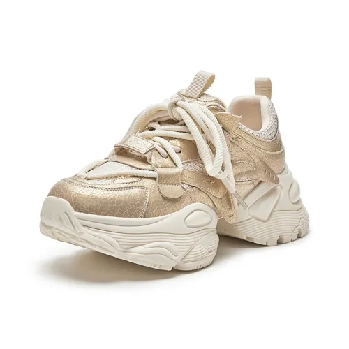 HR Low Топ Толстая подошва Кроссовки Женские Бежево-Золотые