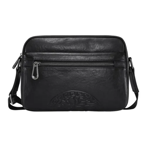 PESASRIE Сумка через плечо из натуральной коровьей кожи мужская черная