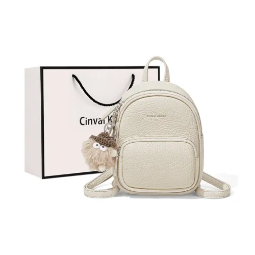 CinvaiKrose Рюкзак из спилок коровьей кожи Короткий Distance Дорожная сумка Стандартный Женские Экрю Черный