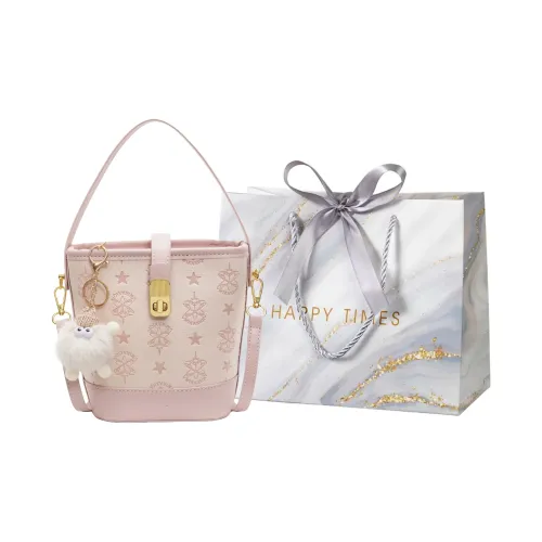 Miss Angel ПУ (полиуретан) Ведрообразная сумка Сумка через плечо Женская Экрю Черный Розовый Коричневый