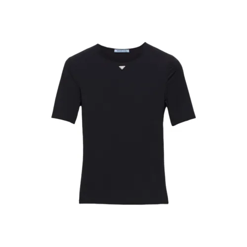 PRADA SS25 Стандартная T-рубашка Женская Черная