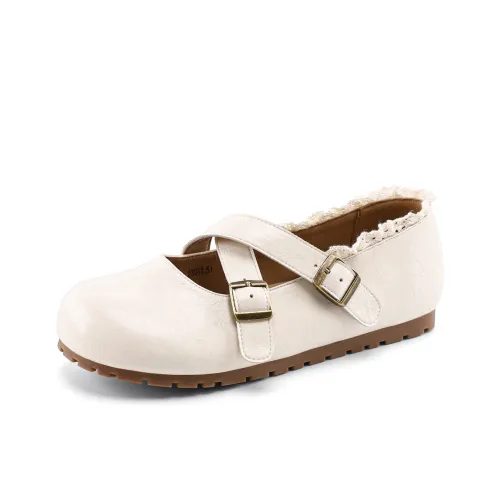 JOSINY Плоская подошва Туфли Мэри Джейн Женские Экрю