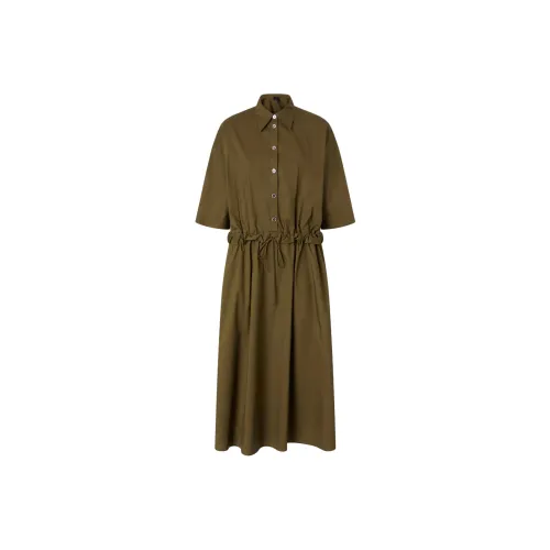 PINKO Короткое платье с короткими рукавами женское оливково-зеленый