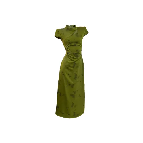 Aghr Green Женские Короткие Платья с Рукавами