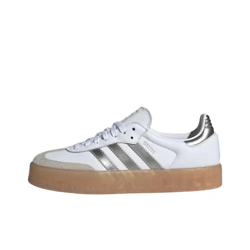 Adidas Originals SAMBAE Устойчивые к истиранию низкие скейтборд-кроссовки Женские Белые Серебряные