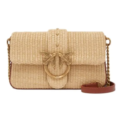 PINKO Love Series Полиэстер Плечо Сумка Мини Женская Бежевая