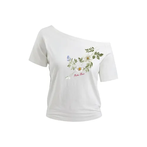 Белый медведь рукав с спущенным плечом футболка женская