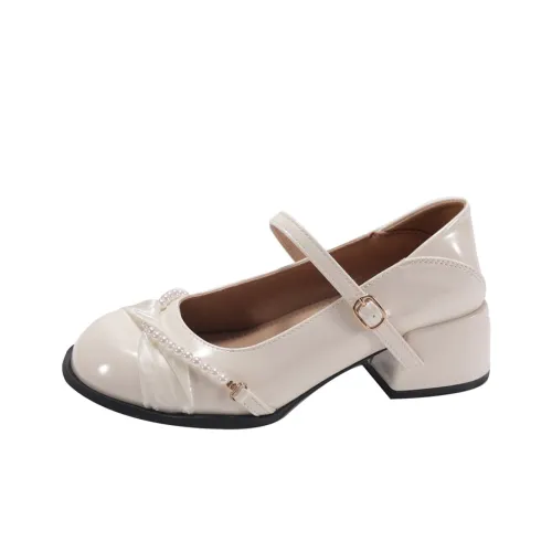 Boldi Kuki Грубый каблук Туфли Мэри Джейн Женские Экрю